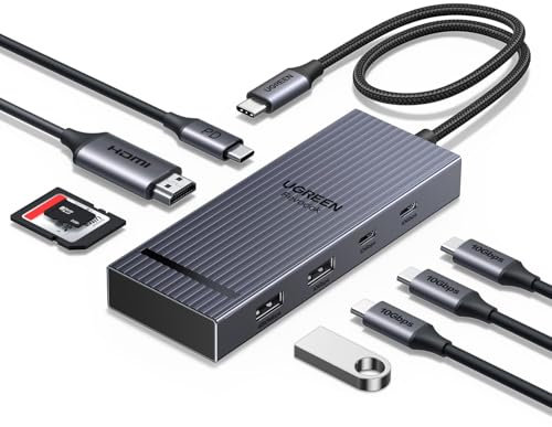 UGREEN Revodok Pro 108 10Gbps Hub USB C HDMI 4K 60Hz Lettore di Schede SD TF PD 100W Adattatore Multiporta Docking Station USB C Compatibile con MacBook iPad Pro Air M4 Surface iPhone 16 Galaxy S24