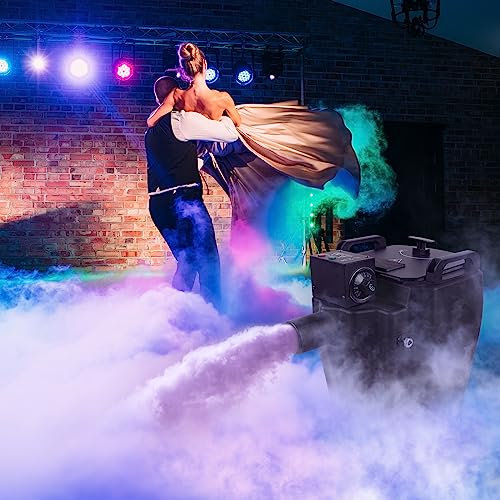 Máquina de niebla de hielo seco, máquina de humo bajo con efecto de escenario de DJ de 3500 W con tubo, temperatura ajustable, nebulizador de escenario, máquina de niebla baja de hielo seco for escena