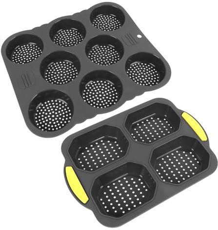 Silicone Pan y Hamburguesa de Pan de Molde de Pan: Moldes para Hornear Crujientes para Hornos de Pan Microondas - para Hornear Familiares - 2 Paquete