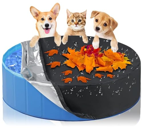 RANJIMA Cubierta Redonda para Piscina, 160 x 30 cm, Resistente al Agua, protección UV, Cubierta Redonda de Tela Oxford, Cubierta para Piscina Infantil, Plegable, Impermeable
