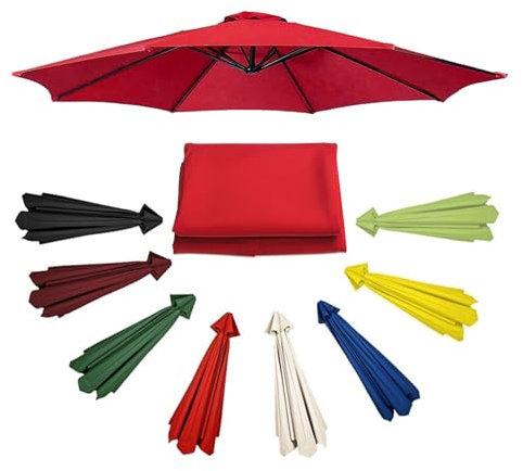 Toile De Rechange Pour Parasol, Bâche De Remplacement Pour Parasol Déporté, 6/8 Baleines, Housse De Rechange - 200cm/230cm/250cm/270cm/300cm/350cm(Red,11.4ft (350cm)/8 Ribs)
