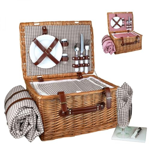 Linxor - Isothermischer Picknickkorb mit Tischdecke und Zubehör - 2 Personen