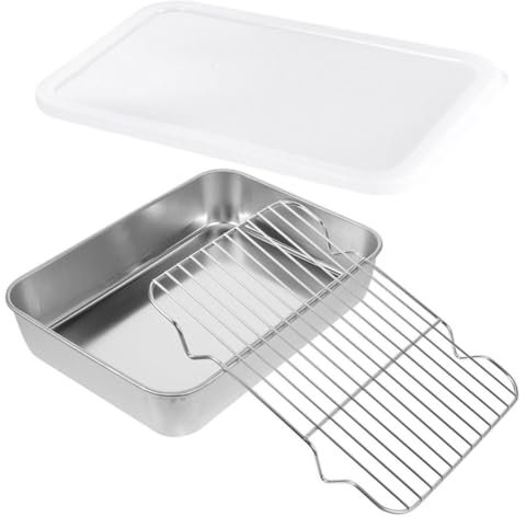 GALPADA 1 Ensemble Préparation des plats de cuisine remplacement grille à rôtir steak bac à torréfaction plateaux rôtissoire avec couvercle plat de cuisson gril lèchefrite Acier inoxydable
