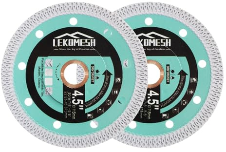 LEKOMESH Tile Cutting Disc for Angle Grinder - 2pcs 115mm Diamond Saw Blade, Super Thin for Fast Clean Cut Porcelain Ceramic, Marble, Granite, Artificial Stone, Dry/Wet Use