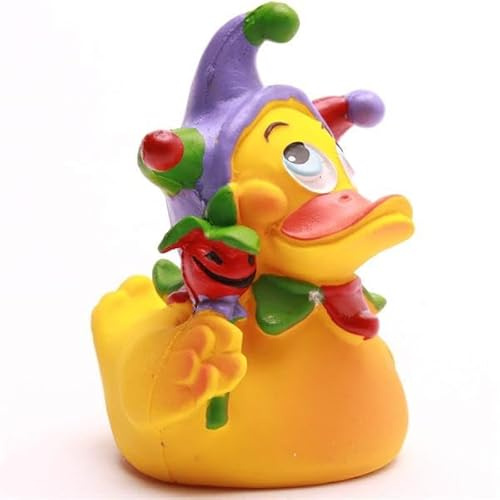Duckshop I Badeente Harlekin I Quietscheente L 8cm I Quietscheentchen I Geschenk für Karnevals-Fans I Präsent Sammler