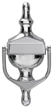 Kooples Hardware Large Nu Victorian Urn Door Knocker Without Spyhole Face Fix – Traditional Front Door Knocker in Solid Brass with Classic Victorian Style – Fixings Included (Hardex Chrome)