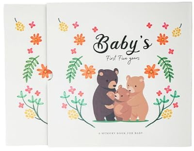 Libro de recuerdos para bebé con hitos, páginas de fotos, huellas de manos, secciones, papel para recién nacido, ideal para registro de crecimiento del bebé