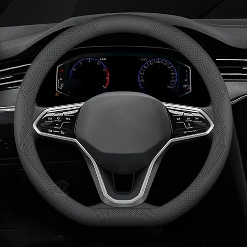 Coprivolante Auto in Pelle per VW Golf 7 2012-2016, Copertura di Volante Antiscivolo Traspirante Copristerzo Accessori Auto Interno,Black-D Shape