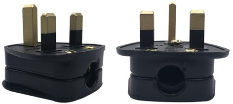 Strhowill 2 Pack DIY 3-pin UK Rewireable Plug, Black | 13A 250V premium copper & ABS build, Male AC Power Adapter, Detachable Socket, Electrical Wiring
