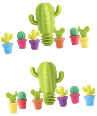 Healifty Bouchon à Vin En Silicone De Cactus, Étanche Hermétique, Lot De 14 Pièces, Flexible Et Réutilisable, Marqueur De Boisson, Accessoire Pour Conservation De Bouteilles, Usage Domestique Et Fêtes