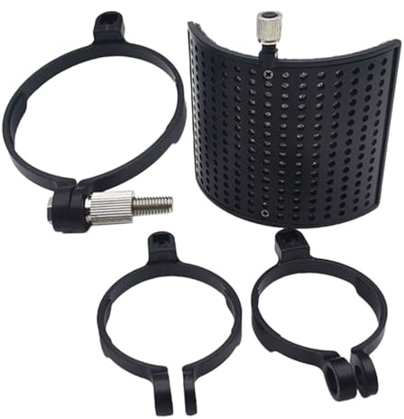HANABASS U-shape Noise Reduction Microphone Pop Shield with Metal and Abs Plastic Construction Easy to Install Microphone Hood Cover Black