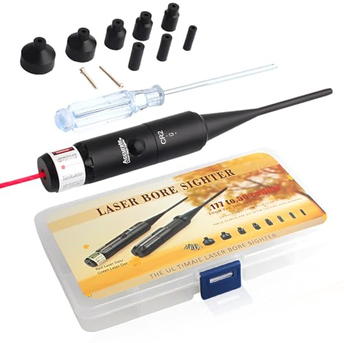 Bore Sighter, kit de visera de taladro, calibre 177 hasta .50, con caja de transporte ligera, borrosa, negro, mate, aleación de aluminio de alta calidad, colimador de punto rojo para calibración