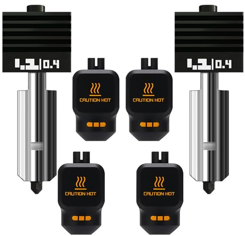 Lot de 2 kits de hotend améliorés de 0,4 mm pour Bambu Lab P2S/H2D/H2S (avec 4 chaussettes en silicone), extrudeuse avec buse en acier trempé et bloc chauffant électroplaqué pour accessoires