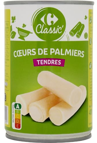 CARREFOUR CLASSIC' - Cœurs de Palmiers en Conserve - la boîte de 220 g net égoutté - 400g - Le Lot De 4