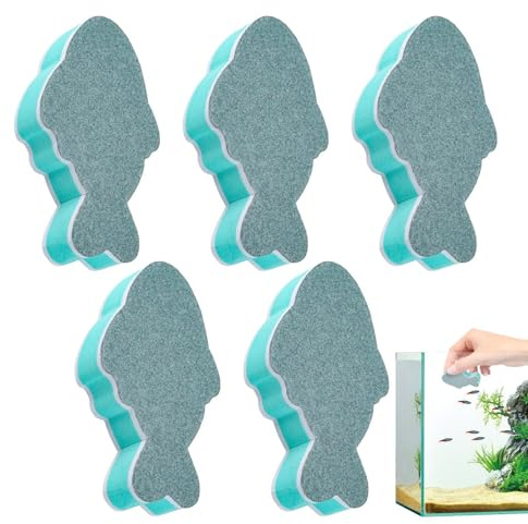 Aquarium-Reinigungsschwamm 5-teiliges doppelseitiges Reinigungspad in | Aquarium Reinigungsschrubber für Teich Garnelen Schildkröten Kampffische Salzwasser Süßwasser Haushalt Küche