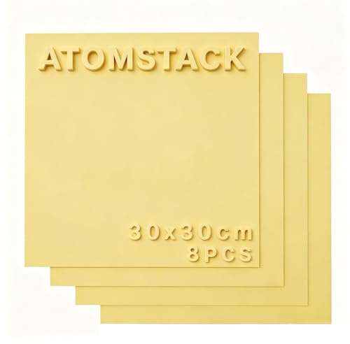 ATOMSTACK 8 pannelli in compensato dorato, 3 mm x 300 mm x 300 mm, pronti all'uso, tagliere in legno non rivestito colorato per incisione laser, taglio laser, lavorazione del legno e progetti fai da