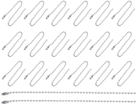 Cabilock Chaîne à Billes Structure Flexible Argenté 50 Pièces en Acier Inoxydable 12cm avec Connecteurs et Surface Lisse, pour Colliers D'animaux et Projets DIY Décoratifs