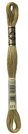 DMC 117-371 Mouline Stranded Cotton Six Strand Embroidery Floss Thread, Mustard, 8.7-Yard