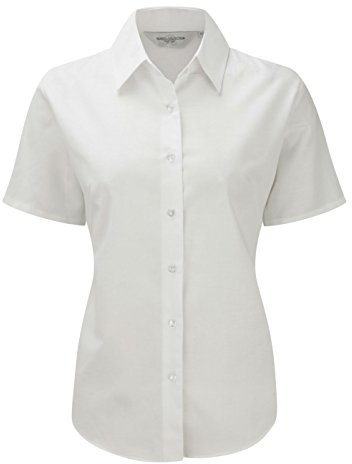 Damen-Bluse mit kurzen ärmeln aus der Russell Collection Gr. XXXXL, weiß
