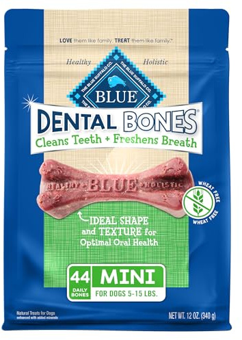 Blue Buffalo Dental Bones Mini Natural Dental Chew Dog Treats Bag, 12oz. Bag