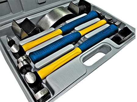 GrecoShop Kit Carrozziere Martelli Tassi Riparazione Auto Valigetta, 7 Pezzi