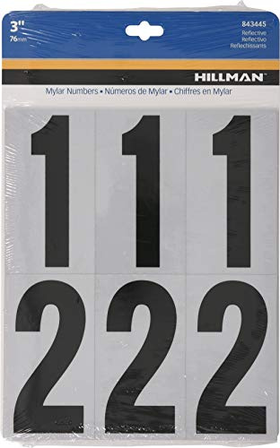 Hillman 843445 Reflective Adhesive Mailbox Number Pack, 3, Black and White