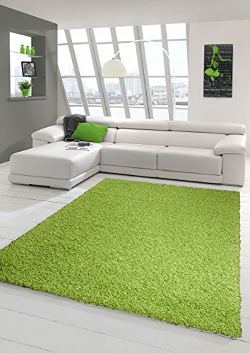 Traum Teppich Shaggy Hochflor Langflor Hochflor Wohnzimmer Einfarbig Grün 120x170 cm