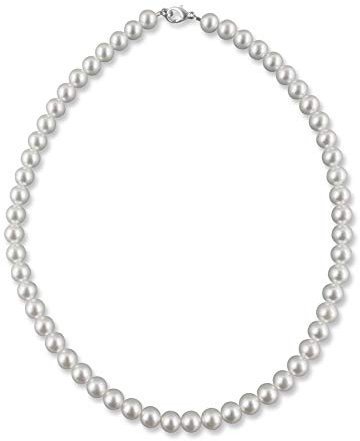 Rivelle Damen Perlenkette 45 cm Perlen 8 mm weiß Kette Perlen Collier Halskette Necklace Modeschmuck Hochzeit