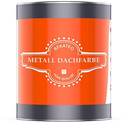 BEKATEQ Dachfarbe 3 in 1 Schwarz 5L in seidenglänzend, für Metalldach, Blechdach, Eternit - Blechdachfarbe & Sockelfarbe, Metallschutzlack, Dachbeschichtung LS-580