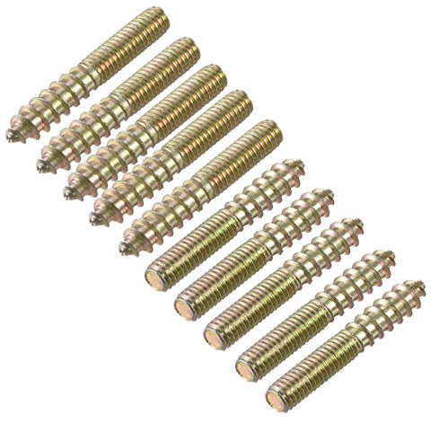 sourcing map M6 Vis Double Filetage Boulon Longueur 40mm Double Tête Autotaraudeuse 6mm Bois Joint Meubles Jambes 10Pcs