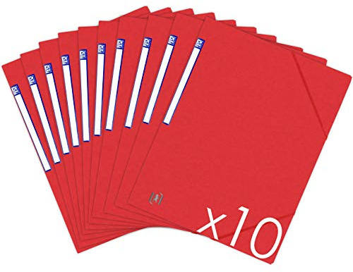 Oxford TopFile+ Sammelmappen, Karton, ohne Klappen, mit Gummizug, Format A4, Rot, 10 Stück