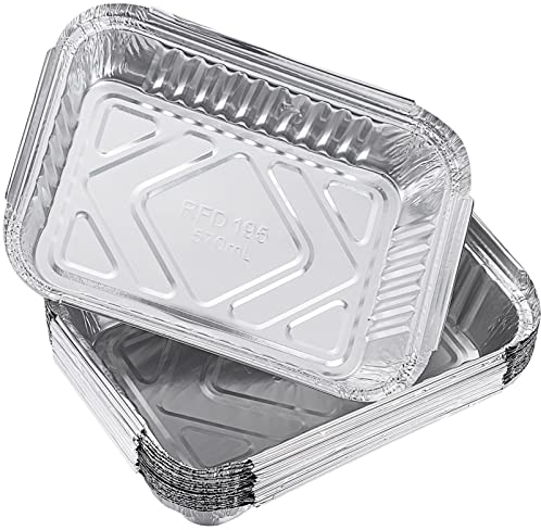 Yardwe 30 Stück Grillschalen Aluminium Einweg, Alu Tropfschalen, 19.5 x 14.4 x 4 cm, Umweltfreundlich Und Recycelbar
