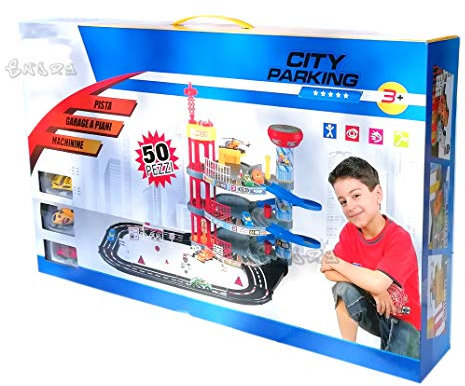 ODG Children's Playground Garage with Cars and Track Cars Toy 3 Floors with Accessories