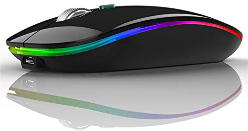Uiosmuph G12 Mouse Wireless, 2,4 GHz con Ricevitore USB Mouse Senza Fili, DPI Regolabile LED Mouse Wireless for Mac/PC/Laptop/iPad - Nero