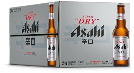 Asahi Super Dry Beer, 24 x 330ml, Japanese Beer, 5% ABV, Brewed in Italy, Premium Lager, Crisp and Dry Taste (Packaging may vary as images in catalog)