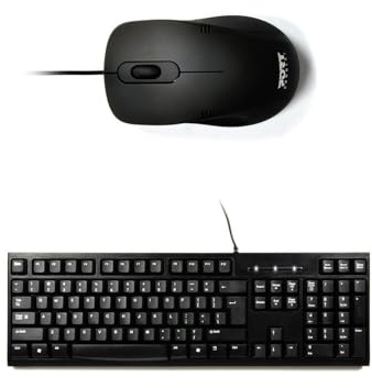Port Connect Pack Clavier pc + Souris Filaire USB-a ambidextre Optique 1000 dpi QWERTY Prise UK Noir