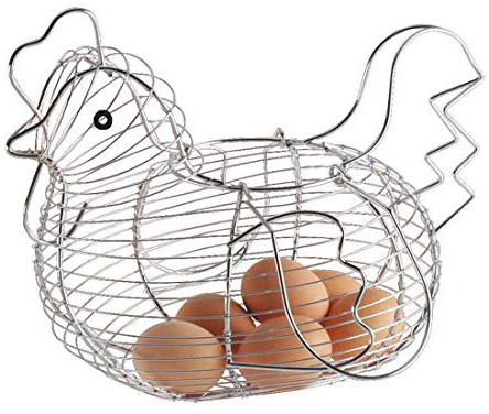 Chicken-Shaped Egg Basket, Big Egg Storage Kitchen Wire Vintage Basket Holder Rack Container, Easy to Handle and Hang, 30x15x25cm
