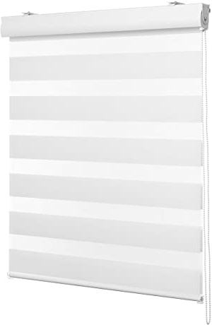 Ventanara® Doppelrollo Weiss mit Kassette Weiss Matt Duorollo Rollo Rolljalousie viele Größen (120 x 160 cm, Weiss/Kassette Weiss Matt)