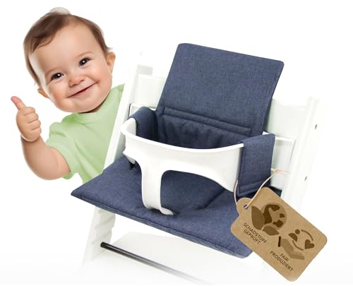 BambiniWelt by Rafael K. Ersatzbezug [Bezug Sitzkissen Kissen-Set] Sitzverkleinerer kompatibel mit Stokke Tripp Trapp für Hochstuhl-Kinderstuhl Mod. 2 (Marine meliert)