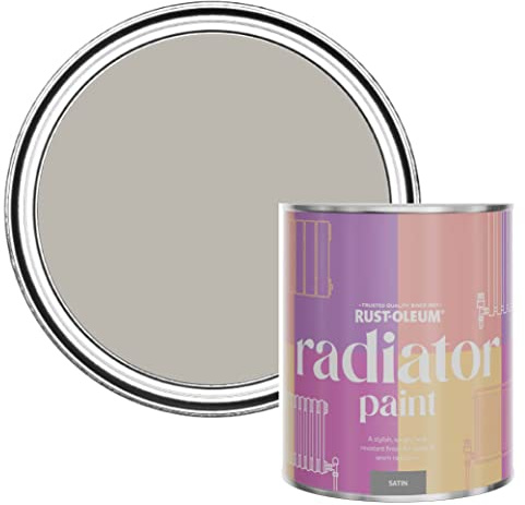Rust-Oleum, grau Heizkörperfarbe, hitzebeständig, geruchsarm in Seidenglanz Finish - Gorthleckstein 750ML
