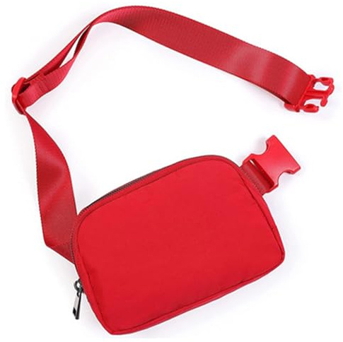 Mini Belt Bag for Women and Men with Adjustable Strap Small Waist Pouch for Workout Travel Running Hiking, Red