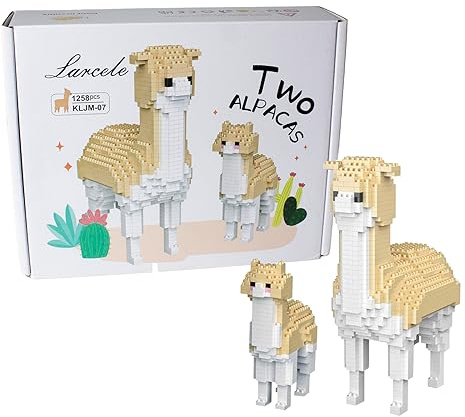 Larcele 1258 Stücke Mikro Bausteine Spielzeug Kit, Mini Bricks Bauen Bauklötze Satz KLJM-07 (Zwei Alpakas)
