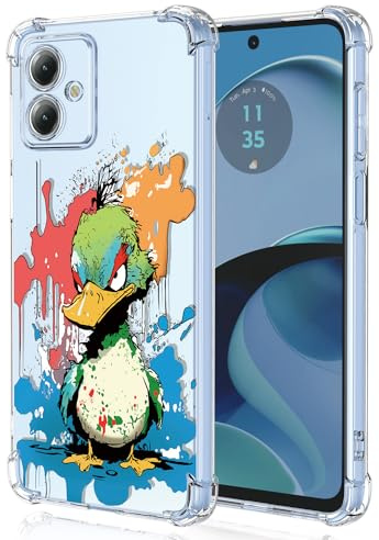 XINYEXIN Funda para Motorola Moto G14 Transparente Ultrafina - Serie de Graffiti Arte Genial y Colorido, Patrón Lindo Antigolpes TPU Carcasa - Duck