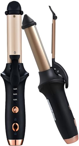 Mini Curling Wand Travel Cordless Hair Curler, 1 in/ 25mm Portable Curling Tongs with 3 Temperature Heating, Ceramic Coating Straightener and Curling Iron for Short Hair (Black)