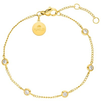 Purelei Spotlight Armband (Gold) – Elegantes, verspieltes Damen Armband – Edelstahl – Verstellbare Länge 16-19cm – Hawaiianisch inspiriert & wasserfest