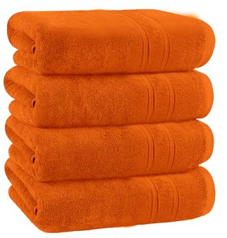 Velosso 4 Pack Deluxe Hand Towels Luxuriously Soft, Highly Absorbent 100% Combed Ring Spun Cotton, Oversized Thick Hand Towels 48 x 80 cm, Premium Hand Towels Spa & Hotel (Orange)