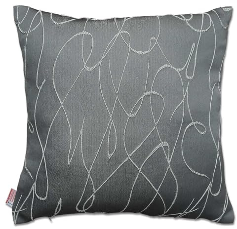 SeGaTeX home fashion Kissen Joran in grau 40 x 40 cm Dekokissen mit Effektstickerei Kissenbezug in grau-Silber