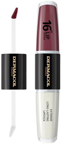NUOVO Dermacol - Colore labbra 16 ore, lucidalabbra ad alta pigmentazione, lucidalabbra bifasico, trucco labbra a prova di bacio con finitura opaca e brillantezza, no. 12, Trouble free