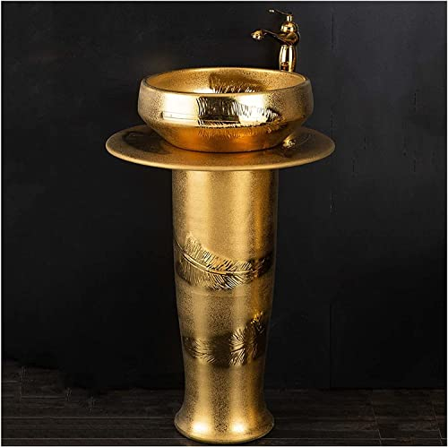 Waschtischunterschrank mit Waschbecken, Badezimmerwaschbecken mit komplettem Sockel, Standwaschbecken 16 Zoll Keramik-Badezimmerwaschbecken, Kratz- und schmutzabweisend, bodenstehe