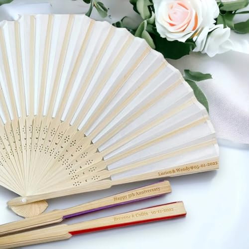 REEG Abanicos para Bodas, Ofertas para Bodas, Abanicos para Invitados, Ofertas para Fiestas, Abanicos De Madera A Granel, Abanicos para Manos (100PCS,Dark Blue)